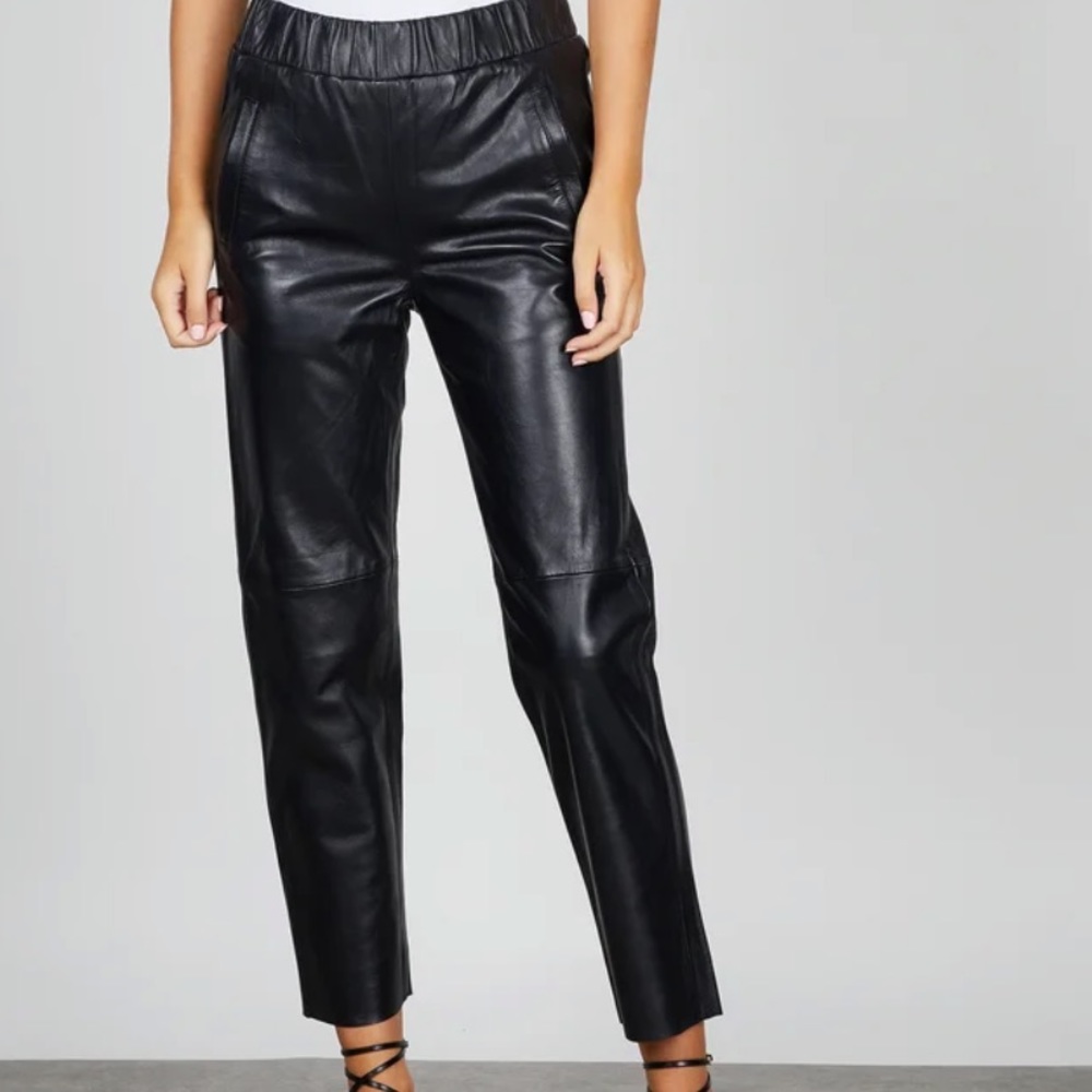 Stand Studio Black Leather Joggers